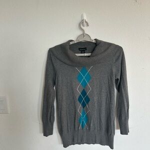 Ms Sweater Project Women’s Gray Argyle Cowl Neck Sweater

Size L